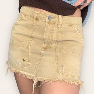 Free People Y2K Utility Cargo Raw Hem Canvas Twill Grunge Faded Mini Skirt-27